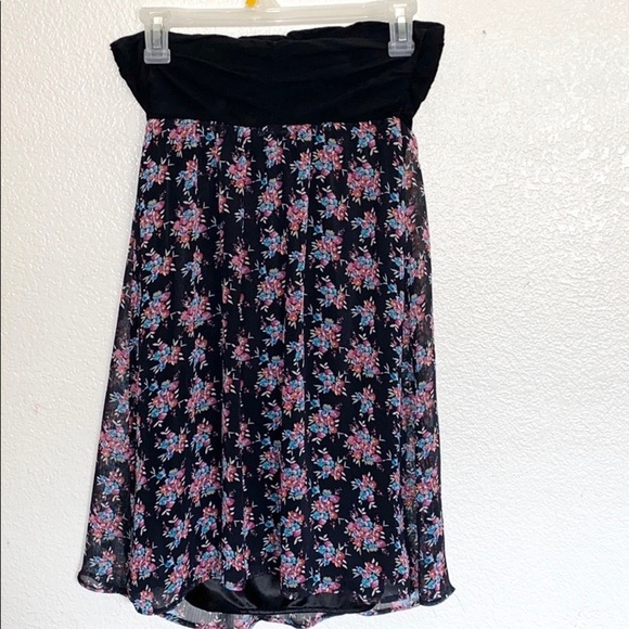 Express Strapless Black Floral Summer Mini Dress - Picture 5 of 8